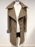 DESIGNER CASCH BY GRO ABRAHAMSSON BROWN CHECK BUTTON & BUCKLE TRIM COAT SIZE 36 UK 8/