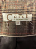 DESIGNER CASCH BY GRO ABRAHAMSSON BROWN CHECK BUTTON & BUCKLE TRIM COAT SIZE 36 UK 8/