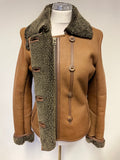 LAKELAND TAN BROWN FINE LEATHER WOOL LINED JACKET SIZE 10