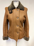 LAKELAND TAN BROWN FINE LEATHER WOOL LINED JACKET SIZE 10
