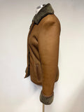 LAKELAND TAN BROWN FINE LEATHER WOOL LINED JACKET SIZE 10