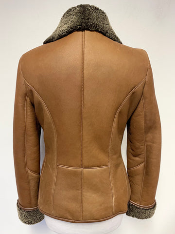 LAKELAND TAN BROWN FINE LEATHER WOOL LINED JACKET SIZE 10