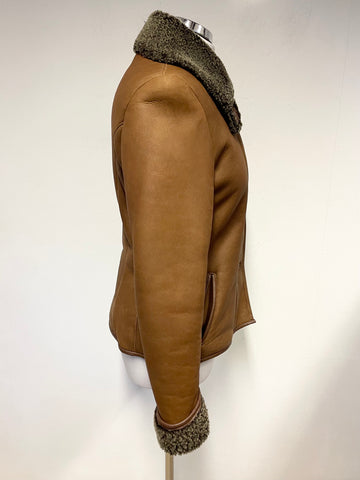 LAKELAND TAN BROWN FINE LEATHER WOOL LINED JACKET SIZE 10