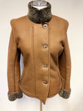 LAKELAND TAN BROWN FINE LEATHER WOOL LINED JACKET SIZE 10