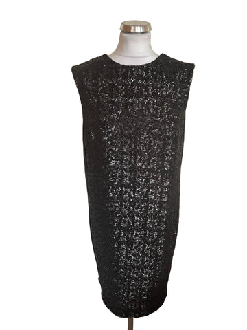 BRAND NEW WHISTLES DELPHINE BLACK SEQUINNED SHIFT DRESS SIZE 10