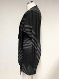 BOLONGARO TREVOR BLACK & GREY STRIPE LONG SLEEVED STRETCH JERSEY DRESS SIZE M