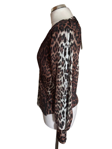 BRAND NEW UTERQUE LEOPARD PRINT KNIFE PLEATED WRAP ACROSS TOP SIZE M