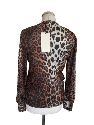 BRAND NEW UTERQUE LEOPARD PRINT KNIFE PLEATED WRAP ACROSS TOP SIZE M