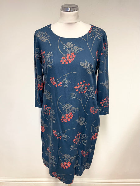 BRAND NEW  SEASALT CORNWALL MOON ROCK TEAL FLORAL PRINT SHIFT DRESS  SIZE 10