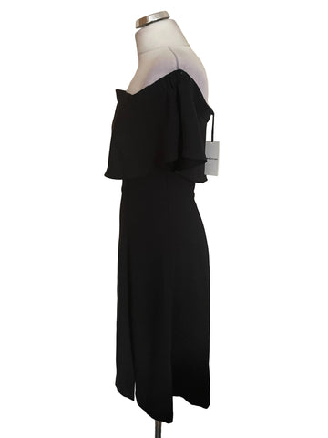 BRAND NEW WHISTLES BLACK PIPER OFF SHOULDER DRESS SIZE 10 MISSING STRAPS