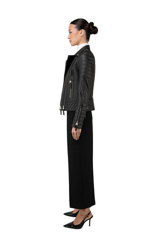 BODA SKINS DESIGNED BY N.S ALEXANDER BLACK LEATHER BIKER JACKET SIZE 10