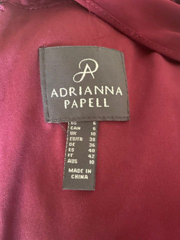 BRAND NEW ADRIANNA PAPELL CREPE CHIFFON BURGUNDY LONG EVENING DRESS  SIZE 10