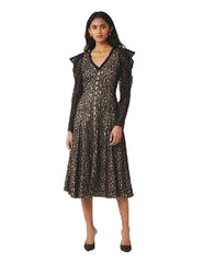 BRAND NEW GHOST ESME BLACK LACE FIT & FLARE MIDI DRESS SIZE M