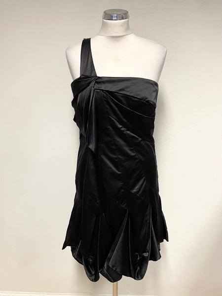 BRAND NEW KAREN MILLEN BLACK SILK ONE SHOULDER COCKTAIL DRESS SIZE 12