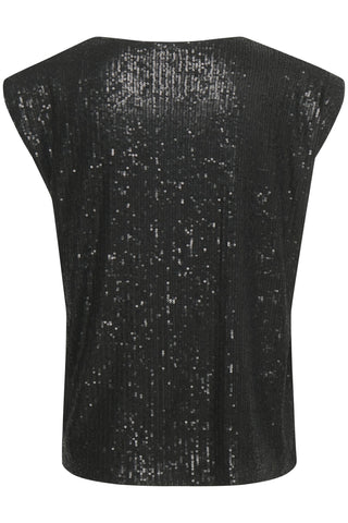 BRAND NEW SOAKED IN LUXURY SABINE BLACK SEQUINNED SLEEVELESS TOP SIZE S