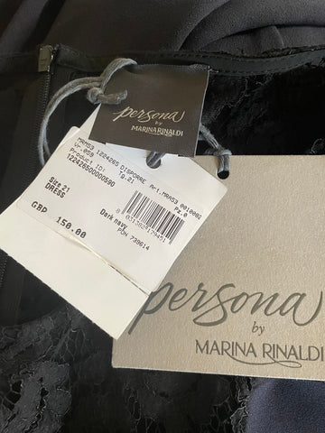 BRAND NEW PERSONA BY MARINA RINALDI DISPORRE DARK NAVY LACE TRIM SHIFT DRESS  SIZE 16