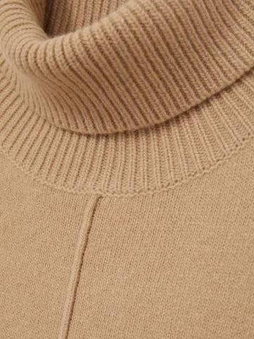 REISS SARAH CAMEL WOOL & CASHMERE POLO NECK OVERSIZE JUMPER  SIZE XS