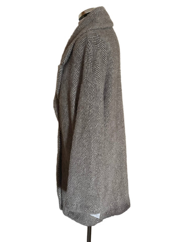 BRAND NEW  NICOLE FARHI GREY HERRINGBONE SUPERSOFT BRUSHED FABRIC COAT SIZE 12