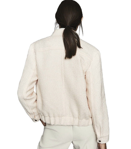 REISS TAHLIA BREAM WOOL BLEND ZIP FRONT BOMBER JACKET SIZE 10