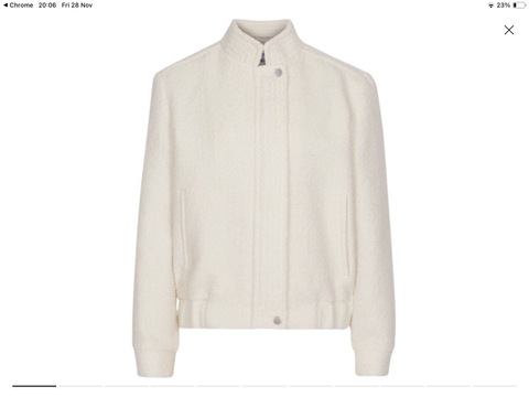 REISS TAHLIA BREAM WOOL BLEND ZIP FRONT BOMBER JACKET SIZE 10