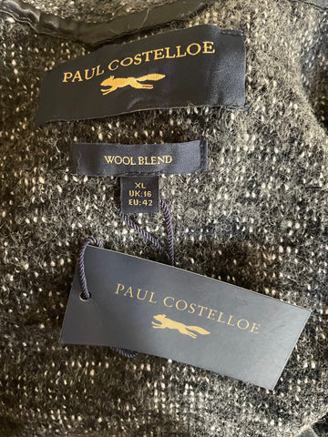 BRAND NEW PAUL COSTELLO GREY WEAVE WOOL BLEND COAT SIZE 16