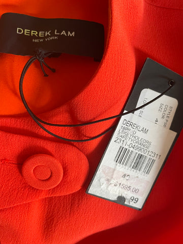 BRAND NEW DEREK LAM SAFETY ORANGE LONG SLEEVE KEYHOLE DRESS  SIZE 40 UK 12