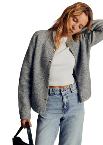 BRAND NEW LA MAILLE SEZANE EDDY GREY KID MOHAIR CARDIGAN/JACKET SIZE S