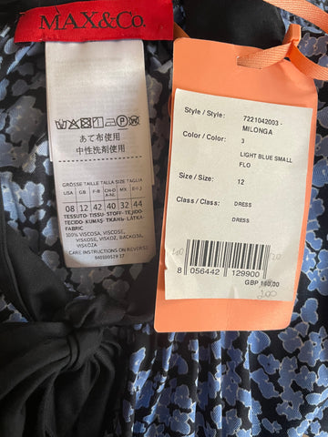 BRAND NEW MAX & CO MILONGA BLUE DITSY FLORAL PRINT FIT & FLARE DRESS SIZE 12
