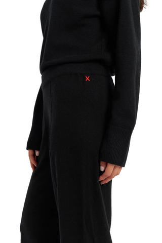 CHINTI & PARKER BASICS WOOL & CASHMERE BLACK WIDE LEG TRACK PANTS SIZE S