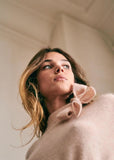 LA MAILLE SEZANE ZITA ROSY BEIGE SUPERKID MOHAIR TIE NECK JUMPER SIZE S