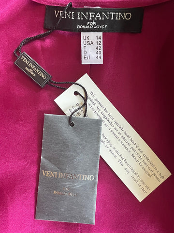 BRAND NEW VENI INFANTINO FOR ROLAND JOYCE CRANBERRY BEADED & JEWEL TRIM SPECIAL OCCASION DRESS & BOLERO JACKET SIZE 14