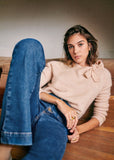LA MAILLE SEZANE ZITA ROSY BEIGE SUPERKID MOHAIR TIE NECK JUMPER SIZE S