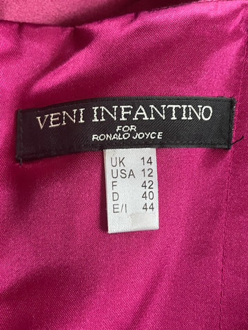 BRAND NEW VENI INFANTINO FOR ROLAND JOYCE CRANBERRY BEADED & JEWEL TRIM SPECIAL OCCASION DRESS & BOLERO JACKET SIZE 14