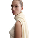 BRAND NEW MARKS & SPENCER X 16ARLINGTON IVORY 100% CASHMERE SLEEVELESS SCARF NECK JUMPER SIZE S