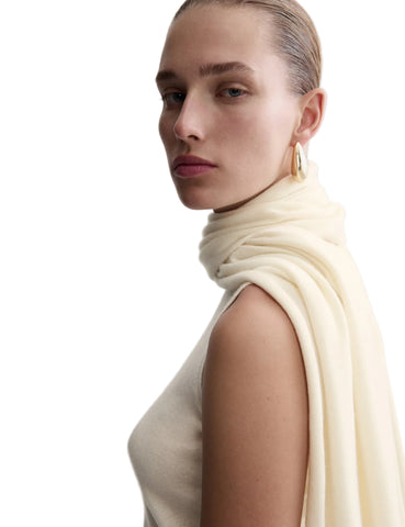 BRAND NEW MARKS & SPENCER X 16ARLINGTON IVORY 100% CASHMERE SLEEVELESS SCARF NECK JUMPER SIZE S