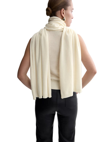 BRAND NEW MARKS & SPENCER X 16ARLINGTON IVORY 100% CASHMERE SLEEVELESS SCARF NECK JUMPER SIZE S