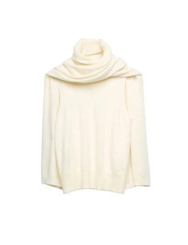 BRAND NEW MARKS & SPENCER X 16ARLINGTON IVORY 100% CASHMERE SLEEVELESS SCARF NECK JUMPER SIZE S