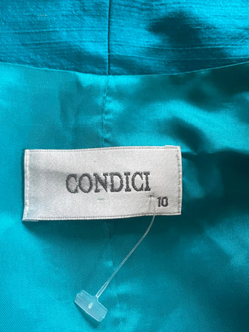 BRAND NEW CONDICI 100% RAW SILK BLACK & TURQUOISE SPECIAL OCCASION DRESS & JACKET SIZE 10