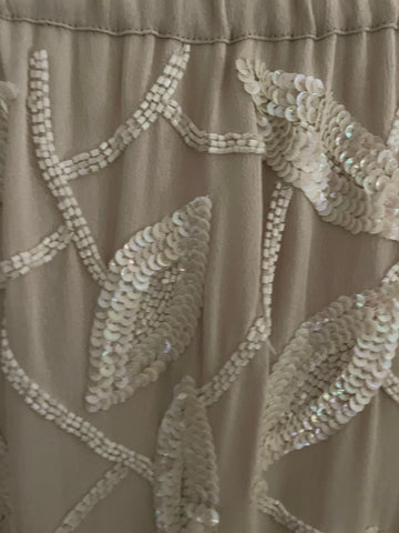 BRAND NEW TWIN-SET CREAM SEQUINNED & BEADED PENCIL SKIRT SIZE S/M