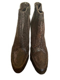 BRAND NEW NICOLE FARHI TRUFFLE BROWN EMBOSSED LEATHER ANKLE BOOTS SIZE 6/39