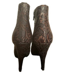 BRAND NEW NICOLE FARHI TRUFFLE BROWN EMBOSSED LEATHER ANKLE BOOTS SIZE 6/39