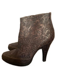 BRAND NEW NICOLE FARHI TRUFFLE BROWN EMBOSSED LEATHER ANKLE BOOTS SIZE 6/39