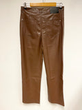 BRAND NEW BERSHKA BROWN FAUX LEATHER TROUSERS SIZE L APPROX UK 14