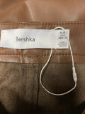 BRAND NEW BERSHKA BROWN FAUX LEATHER TROUSERS SIZE L APPROX UK 14