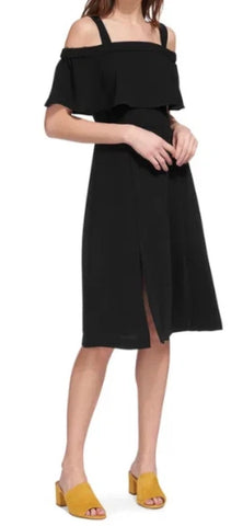 BRAND NEW WHISTLES BLACK PIPER OFF SHOULDER DRESS SIZE 10 MISSING STRAPS