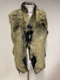 UNBRANDED BLACK SHEEPSKIN FUR LINED REVERSIBLE GILET SIZE S/M