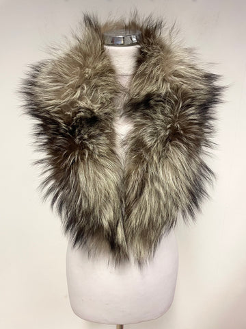 UNBRANDED BROWN MIX REAL FUR COLLAR