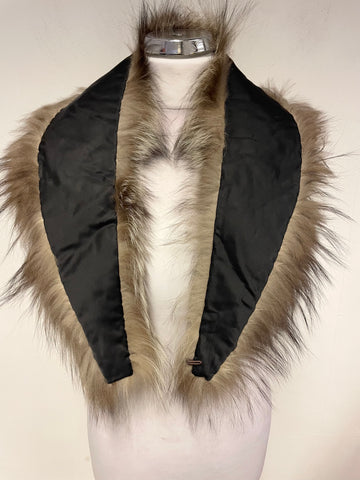 UNBRANDED BROWN MIX REAL FUR COLLAR