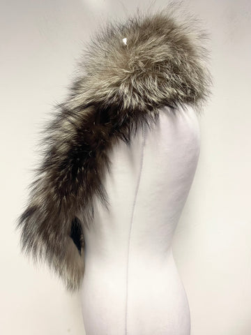 UNBRANDED BROWN MIX REAL FUR COLLAR