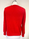MARKS & SPENCER AUTOGRAPH RED CASHMERE ROUND NECK LONG SLEEVED JUMPER SIZE 14